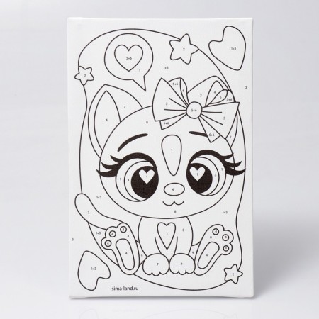 Picture on numbers for children "A cat with a bow", 20 x 30 cm-4