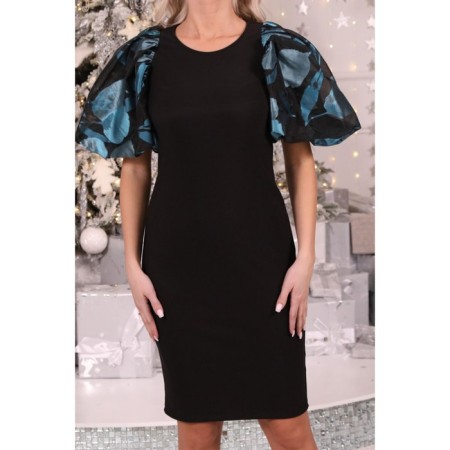 Female dress, size 42, black color, turquoise-11