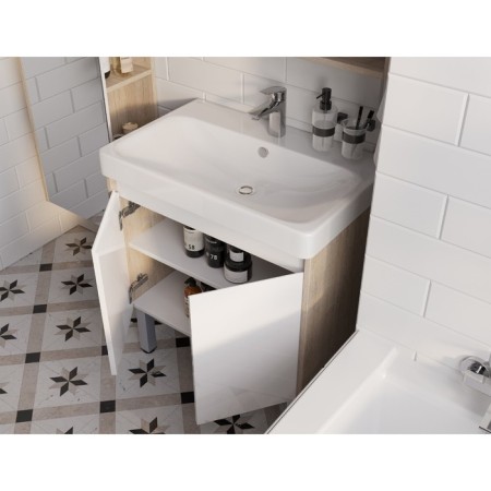 Tumbling under the Aquaton sink Scandil Doors, 70 cm, white gloss color, oak Verona-8