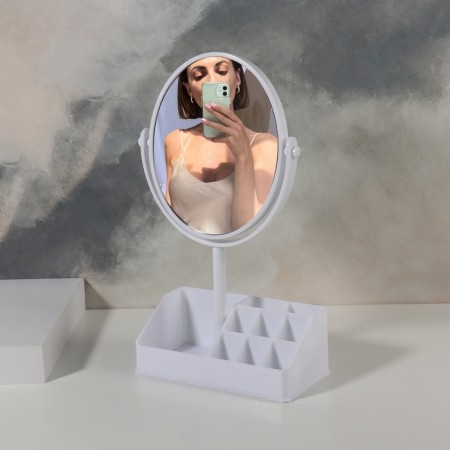 Mirror with a stand for storage "Oval", bilateral, with an increase, a mirror surface 13 × 16 cm, color mix-5