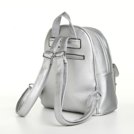 City backpack on a zipper, silver color-3