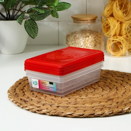 A set of food containers “ASTI”, 3 pcs, 750 ml, 18.5 × 12 × 7.8 cm, rectangular, red color-2