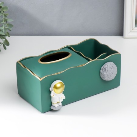 Stand+napkin Polystone "Cosmonaut" dark green 9.5x12x24 cm-4