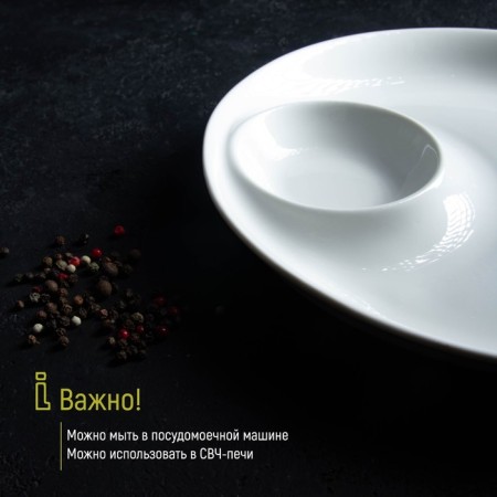 Porcelain dish with a boat of the White Label, D = 25 cm, white color-3