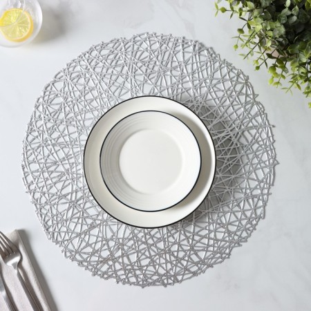 A set of serving napkins on the table “Spider Web”, D = 38 cm, 4 pcs, silver color-4