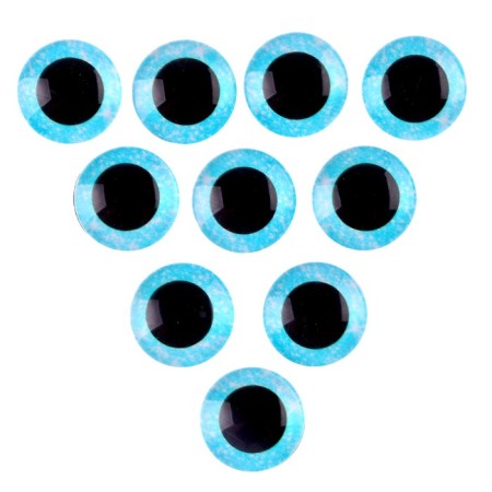 Elose -based eyes, set of 10 pcs., Size 1 pc. - 16 mm, blue color with sparkles-1