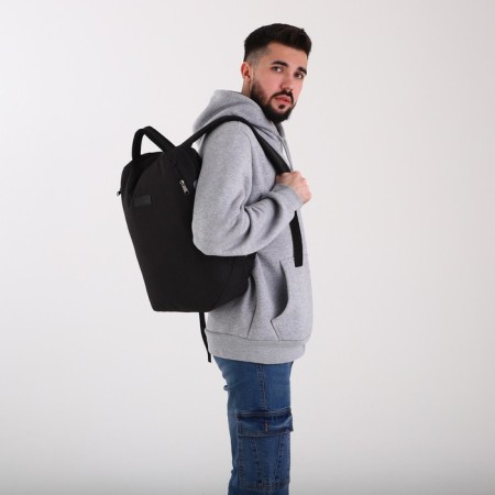 A backpack on a zipper, "saxi", 2 outer pockets, black color-8