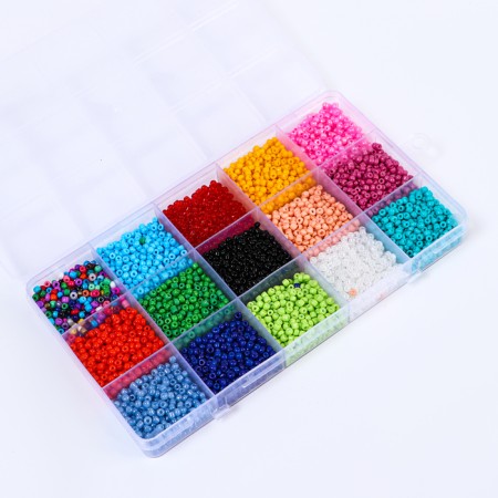 Set for creating jewelry, 15 colors, size 1 piece: 3 mm., Fishing line, scissors-14