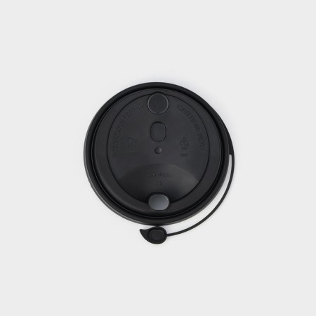 A plastic disposable lid for a glass, with a valve, a pet, d = 9 cm, the color is black, 50 pcs/un-1