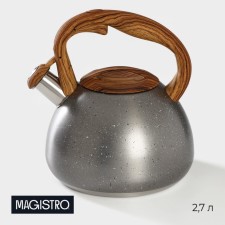 A kettle with a stainless steel whistle Magistro Stone, 2.7 L, Soft-Touch pen, induction, color gray