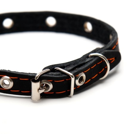Single-layer leather collar with corrugated eyelets, 35x1.2 cm, Osh 10-28 cm, dimensionless, mix of flowers-1