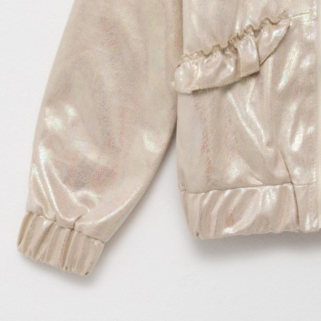Jacket (bomber) children's minku: casual collection kids beige color, height 122-7