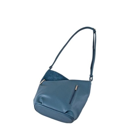 Bag bag claim. Kozh, 2 parts with lightning, blue color 25x15x27cm-1
