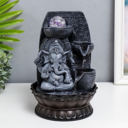Herbal fountain with backlight "Ganesha - Blessing" Gray 31x20x20 cm