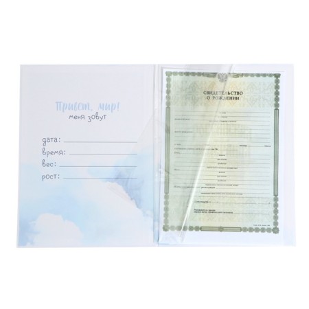 The folder for the birth certificate "Little Happiness", 23.5 x 31.5 cm.-6
