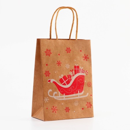 Craft package with embossing, round handle, "New Gad Sani" 15 x 21 x 8 cm, 120 g-3