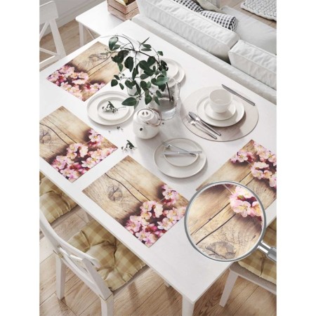 Set of napkins for setting the table "Cherry flowers", rectangular, size 32x46 cm, 4 pcs-1