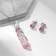 Set 2 objects: earrings, pendant pendant, pink color in silver