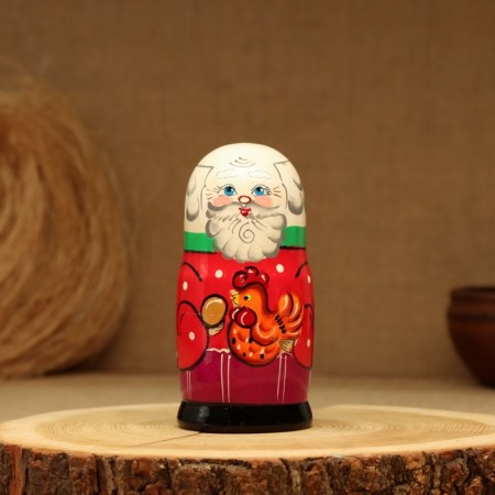 Matryoshka "Ryaba chicken", plot, 5 puppet, 13.5 - 15 cm, mix-18