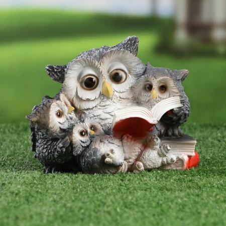 Garden Figure "Owl with Oblits and Book" 17x15cm