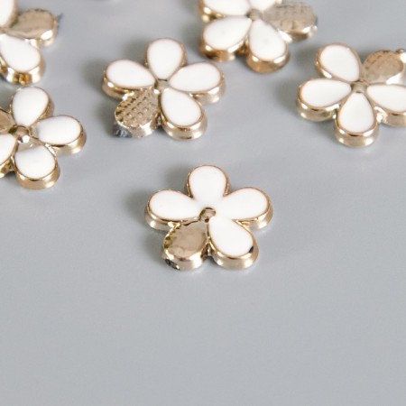 Decor for creativity plastic, enamel "Flower with a gold petal" set of 30 pcs 1.2x1.2 cm