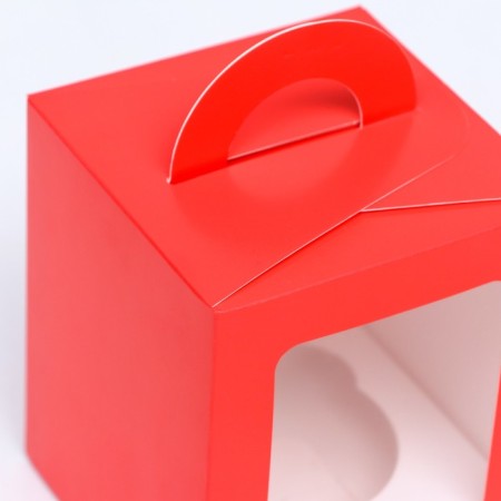 Packaging for one cupcake, red, 9.2 x 9.2 x 11.1 cm-2