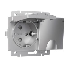 The W1172206 Double moisture protection socket, with grounding, with protective lids and curtains, silver 9
