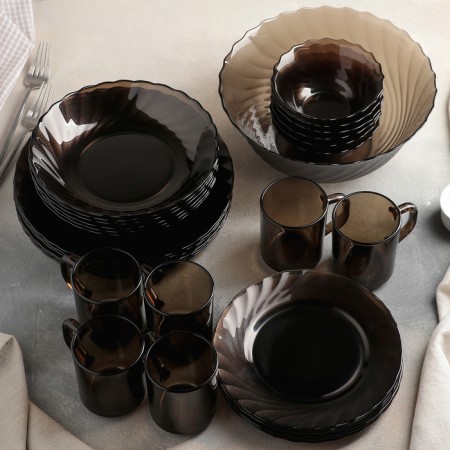 Table Glass Ocean Eclipse, 31 object, brown color