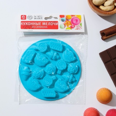 Form for marmalade Dolyana "Sweets", silicone, d = 12 cm, 16 cells, color mix-5