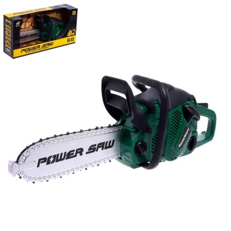 Forest chainsaw, green, sound effects, works from batteries