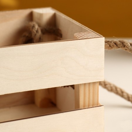 Wooden Kashpo 12 × 11 × 9 cm "odnushka light" rheck, handle rope, natural give beautifully-2