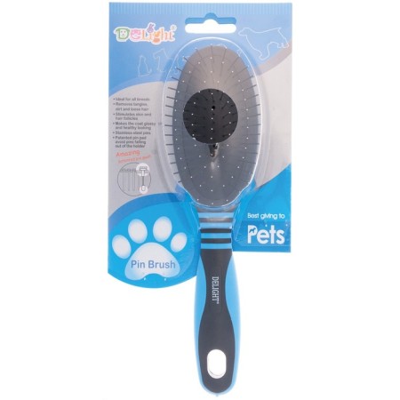 Delight brush massage, small, metal teeth, black and blue-3