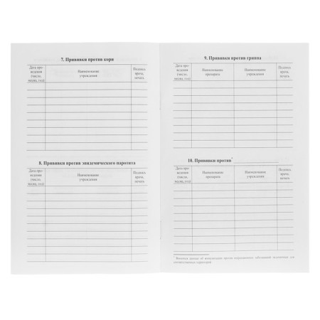 Certificate of preventive vaccinations A5, 6 sheets, cover - offset 120 g/m², offset block 65g/m². Form No. 156/U-93-5