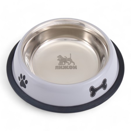 A bowl with a non -slip base with a print, 445 ml, gray-1