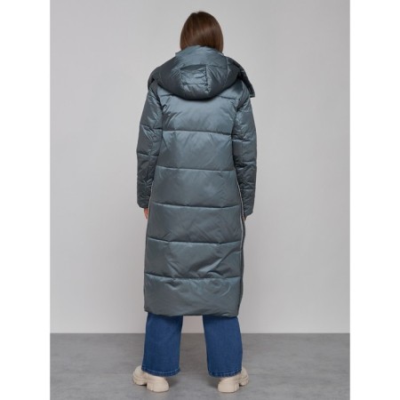 Coat insulated winter female, size 46, dark green color-3