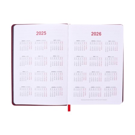 Dated diary 2025, A5, 176 sheets, Hong Kong, solid cover, pancake embossing, with liesse, block 80 g/m2, red-6