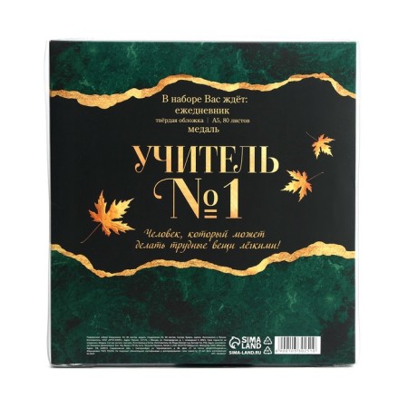 Gift set "Teacher: the best teacher in the world": A5 diary, 80 l, medal-4