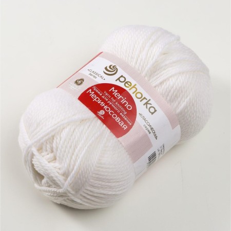 Gero "merinosa" 50% merino.Shyre, 50% acrylic 200m/100g (01-white)-1