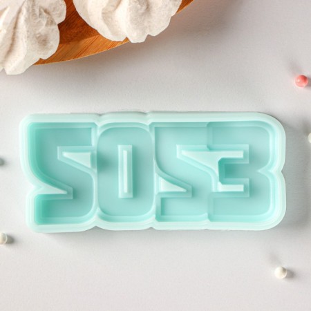 Silicone form "2023", 10.5 × 4.3 × 0.9 cm, turquoise color-1