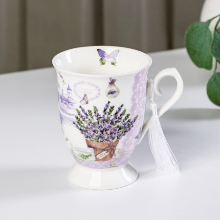 Ceramic mug in gift packaging "Bouquet of lavender", 320 ml, lilac color-6