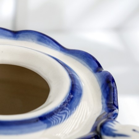 Teapot, gzhel, porcelain, author Rogov, 18x24 cm-3