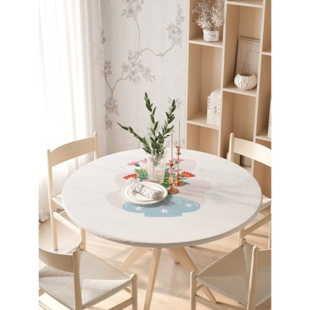 Tables on the table “Flowers in a vase”, round, oxford, elastic band, size 140x140 cm, diameter 105-120 cm-2