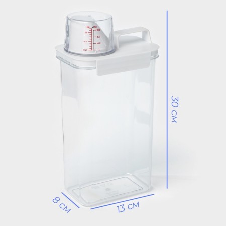 A container for washing powder and air conditioning, with a measured glass, 2300 ml-2