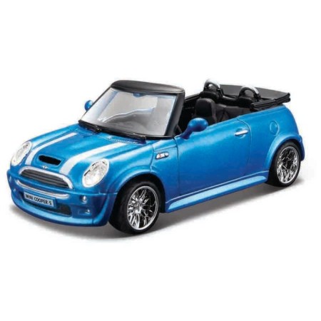 BBURAGO Mini Cooper S Cabriolet, Die-Cast, 1:32 machine, blue with print