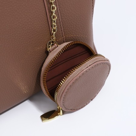 Bag Female Tout with zipper, beige color-5