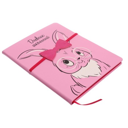 School diary for grades 1-11 "Bunny", solid cover, artificial leather, artificial leather applique, silkography, liesse, 48 sheets, 80g/m2-1