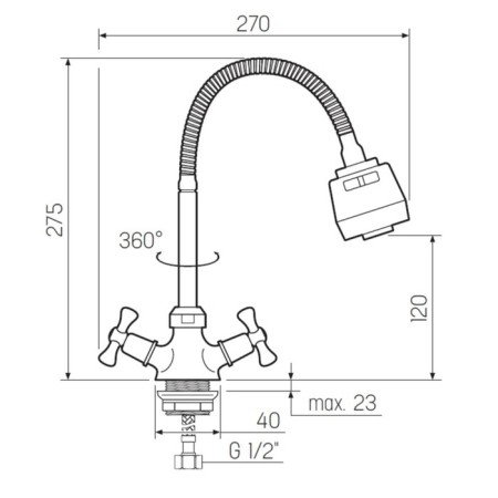 Kitchen mixer "RMS" SL138-279F, flexible spout, two-wound, zinc, chrome-4