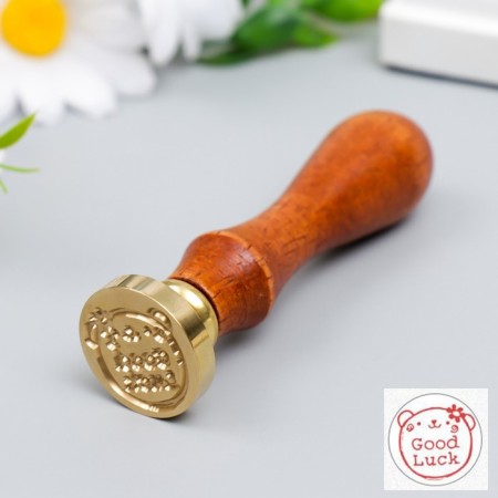 Printing for wax with a wooden handle "Teddy Bear - Good luck" 9x2.5x2.5 cm