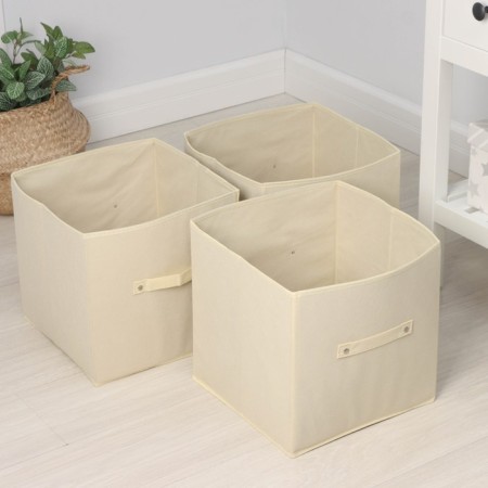 Box for storing things is folding, without lids, a set of 3 pcs, 31 × 31 × 31 cm, beige color-3