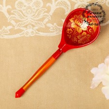 Spoon wooden, stencil, red